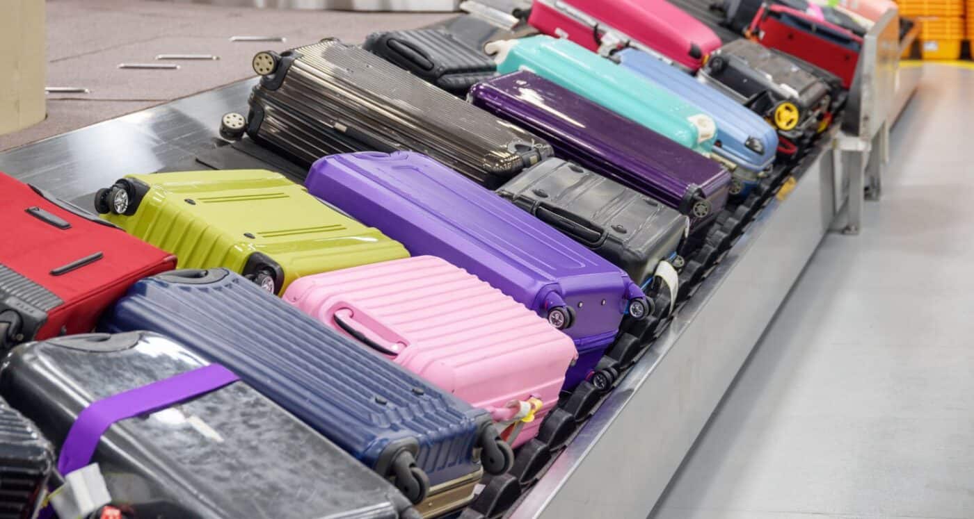 suitcases on a carousel